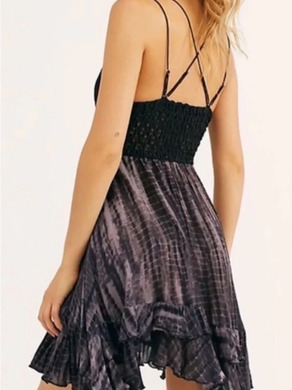 Free People Adella Slip Dress Tie-dye Pattern Lace Size Medium Tank